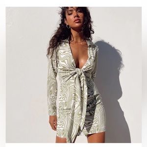 Alexi Tie Up Front Green Dress